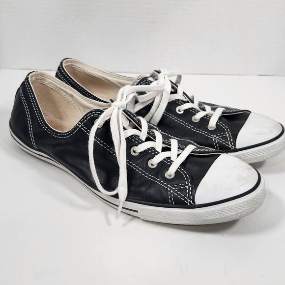 Converse Shoes - Black leather Converse All Star Size 9